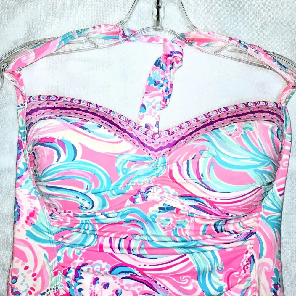 LILLY PULITZER Swimwear Jimmi Tankini Top Prosecco Pink Don't Be Jelly Women S